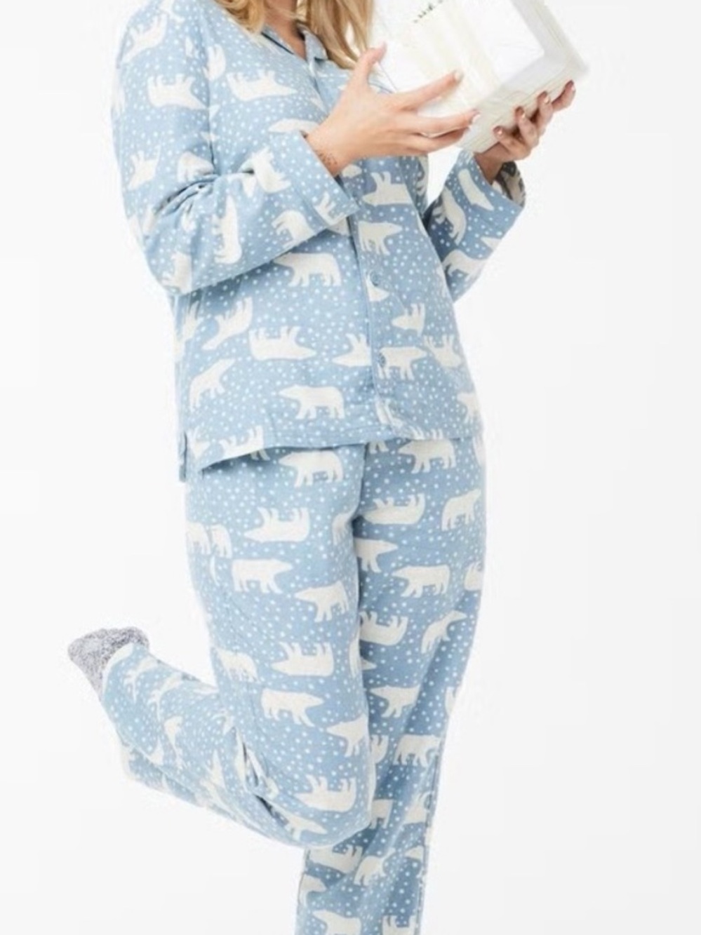Hanna Andersson Unisex Polar Bear Flannel Pajama Pants Sz L